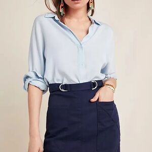 Anthropologie‎ NWT Mina Navy A-Line Utility Skirt Sz 8